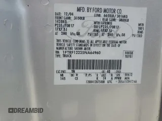 2005 Ford F-150 XL with VIN 1FTRF12235NA64960, listed as a Copart auction lot 60068805 with 251,918 mi miles and Clean title. Bid and sale history available at DreamBid. Image 12.