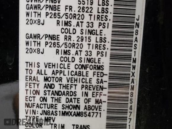 2010 Infiniti FX35 with VIN JN8AS1MWXAM854771, listed as a Copart auction lot 70682914 with 163,118 mi miles and Salvage Title. Bid and sale history available at carsss.com. Image 14.