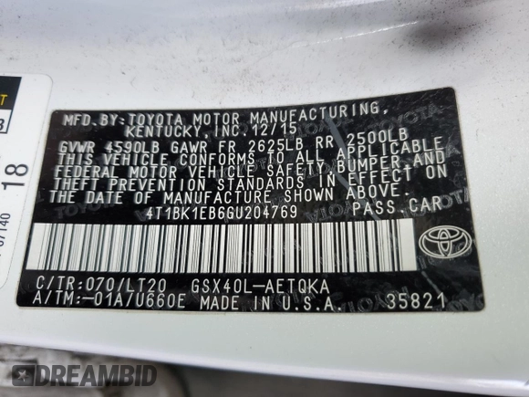 2016 Toyota Avalon Limited with VIN 4T1BK1EB6GU204769, listed as a Copart auction lot 51127735 with 130,948 mi miles and Salvage Title. Bid and sale history available at carsss.com. Image 14.