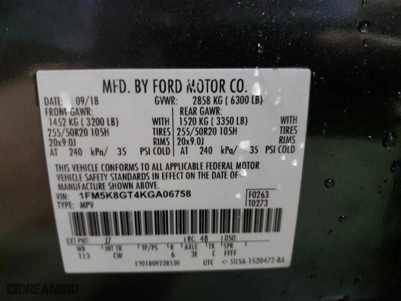 2019 Ford Explorer Sport with VIN 1FM5K8GT4KGA06758, listed as a Copart auction lot 83770054 with 67,722 mi miles and Salvage Title. Bid and sale history available at carsss.com. Image 14.