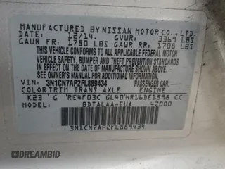 2015 Nissan Versa SV with VIN 3N1CN7AP2FL889434, listed as a Copart auction lot 42488385 with 225,950 mi miles and Salvage Title. Bid and sale history available at carsss.com. Image 12.