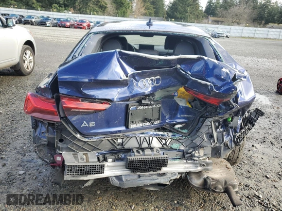2020 Audi A5 Sportback Premium with VIN WAUANCF56LA007430, listed as a Copart auction lot 87229744 with Not provided miles and Salvage title. Bid and sale history available at DreamBid. Image 6.
