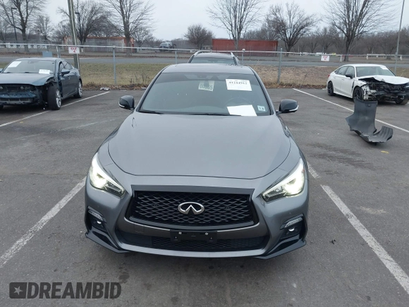 2021 Infiniti Q50 Red Sport 400 with VIN JN1FV7DR9MM880162, listed as a IAAI auction lot 41244912 with 44,943 mi miles and . Bid and sale history available at DreamBid. Image 12.