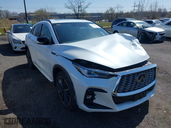 2024 Infiniti QX55 Luxe with VIN 3PCAJ5JRXRF102366, listed as a IAAI auction lot 41923411 with 12,232 mi miles and . Bid and sale history available at DreamBid. Image 1.