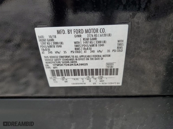 2019 Ford Explorer XLT with VIN 1FM5K7D82KGA39025, listed as a Copart auction lot 53251925 with 98,668 mi miles and Salvage Title. Bid and sale history available at carsss.com. Image 13.