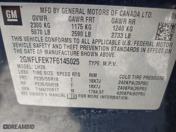 2015 Chevrolet Equinox LT with VIN 2GNFLFEK7F6145025, listed as a IAAI auction lot 41889477 with 84,751 mi miles. Bid and sale history available at carsss.com. Image 9.