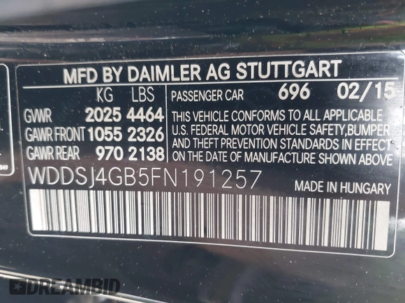 2015 Mercedes-Benz CLA 250 with VIN WDDSJ4GB5FN191257, listed as a IAAI auction lot 42554106 with 136,286 mi miles and . Bid and sale history available at DreamBid. Image 9.
