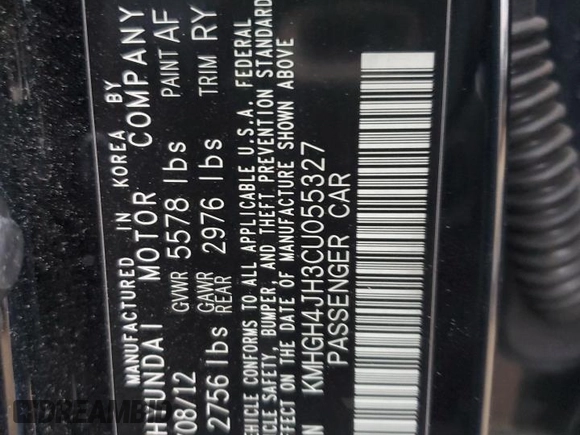 2012 Hyundai Equus Signature with VIN KMHGH4JH3CU055327, listed as a Copart auction lot 44697385 with 157,183 mi miles and Salvage Title. Bid and sale history available at DreamBid. Image 15.