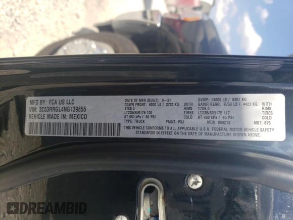 2022 Ram 3500 Tradesman with VIN 3C63RRGL4NG139856, listed as a Copart auction lot 71849204 with 48,082 mi miles and Salvage Title. Bid and sale history available at carsss.com. Image 12.