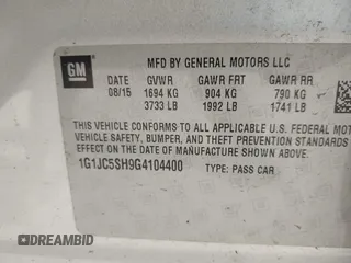 2016 Chevrolet Sonic LT z VIN 1G1JC5SH9G4104400, wystawiony jako IAAI lot #42328745 z przebiegiem 153 643 mil mil oraz . Historia ofert i sprzedaży dostępna na DreamBid. Obrazek 9.