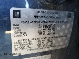 2020 Chevrolet Silverado 1500 LT with VIN 3GCPWCET6LG195457, listed as a Copart auction lot 88334585 with 43,995 mi miles and Salvage Title. Bid and sale history available at DreamBid. Image 12.