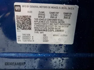 2023 Chevrolet Equinox LT с VIN 3GNAXKEG1PL186959, выставлен на аукционе Copart как лот 59273994 с пробегом 7 983 миль миль и Списание • Salvage title. История ставок и продаж доступна на DreamBid. Изображение 14.