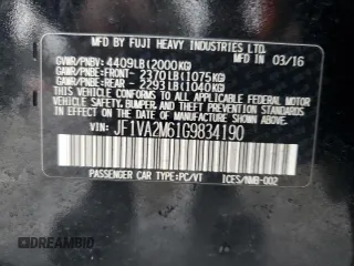 2016 Subaru WRX STI with VIN JF1VA2M61G9834190, listed as a Copart auction lot 46001215 with 140,473 mi miles and Salvage title. Bid and sale history available at DreamBid. Image 12.
