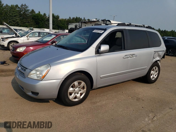 2008 Kia Sedona with VIN KNDMB133186266403, listed as a Copart auction lot 64000144 with 147,147 mi miles and Salvage Title. Bid and sale history available at carsss.com. Image 1.