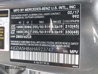 2017 Mercedes-Benz GLE 350 with VIN 4JGDA5HB6HA923747, listed as a IAAI auction lot 42740129 with 55,635 mi miles and . Bid and sale history available at DreamBid. Image 9.
