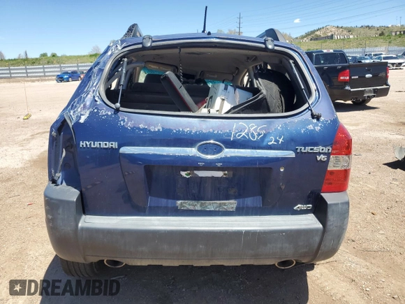 2006 Hyundai Tucson GLS with VIN KM8JN72D76U303031, listed as a Copart auction lot 53524894 with 0 mi miles and Salvage Title. Bid and sale history available at carsss.com. Image 6.