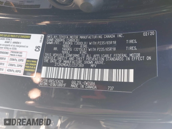 2020 Lexus RX 350 z VIN 2T2HZMDA2LC237369, wystawiony jako IAAI lot #41771483 z przebiegiem 39 908 mil mil oraz . Historia ofert i sprzedaży dostępna na DreamBid. Obrazek 9.