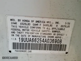 2004 Acura TL with VIN 19UUA66254A036908, listed as a Copart auction lot 53621625 with 224,661 mi miles and Salvage Title. Bid and sale history available at carsss.com. Image 12.