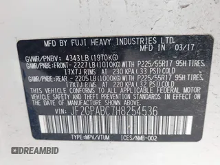 2017 Subaru Crosstrek Premium z VIN JF2GPABC7H8254536, wystawiony jako IAAI lot #42263164 z przebiegiem 75 231 mil mil oraz . Historia ofert i sprzedaży dostępna na DreamBid. Obrazek 9.