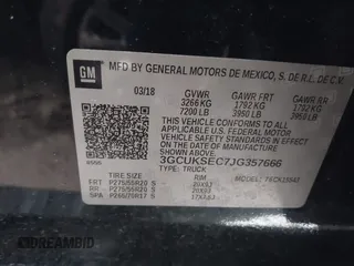 2018 Chevrolet Silverado 1500 LTZ with VIN 3GCUKSEC7JG357666, listed as a IAAI auction lot 42190446 with 100,326 mi miles. Bid and sale history available at carsss.com. Image 9.