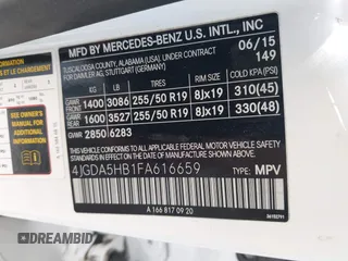 2015 Mercedes-Benz M 350 with VIN 4JGDA5HB1FA616659, listed as a IAAI auction lot 42168546 with 136,890 mi miles and . Bid and sale history available at DreamBid. Image 9.