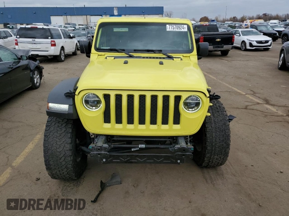 2022 Jeep Wrangler Unlimited High Tide with VIN 1C4HJXDG0NW204141, listed as a Copart auction lot 77570924 with 58,114 mi miles and Salvage Title. Bid and sale history available at DreamBid. Image 5.