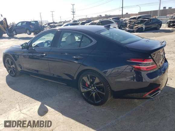 2023 Genesis G70 3.3T with VIN KMTG54TE2PU123852, listed as a Copart auction lot 77562964 with 10,890 mi miles and Salvage Title. Bid and sale history available at carsss.com. Image 2.