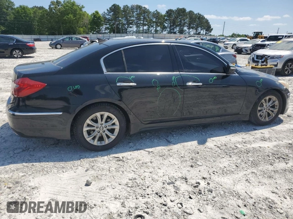 2013 Hyundai Genesis 3.8L with VIN KMHGC4DDXDU248177, listed as a Copart auction lot 54860285 with 79,629 mi miles and Salvage title. Bid and sale history available at DreamBid. Image 3.
