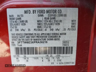 2023 Ford Maverick XL z VIN 3FTTW8E3XPRA36219, wystawiony jako IAAI lot #41846247 z przebiegiem 43 645 mil mil oraz . Historia ofert i sprzedaży dostępna na DreamBid. Obrazek 9.