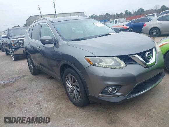 2015 Nissan Rogue SL with VIN 5N1AT2MT9FC875950, listed as a IAAI auction lot 41621949 with 107,605 mi miles. Bid and sale history available at carsss.com. Image 1.