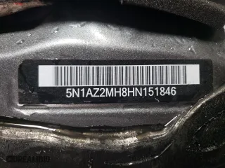 2017 Nissan Murano SL with VIN 5N1AZ2MH8HN151846, listed as a Copart auction lot 51273785 with 93,768 mi miles and Salvage Title. Bid and sale history available at carsss.com. Image 12.