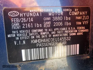 2014 Hyundai Elantra SE with VIN KMHDH4AE0EU145532, listed as a Copart auction lot 52524805 with 180,010 mi miles and Clean Title. Bid and sale history available at carsss.com. Image 12.