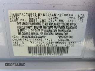 2009 Nissan Sentra S FE+ with VIN 3N1AB61E89L623252, listed as a Copart auction lot 59727285 with 145,302 mi miles and Salvage title. Bid and sale history available at DreamBid. Image 13.