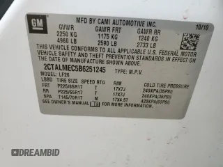 2011 GMC Terrain SLE-1 with VIN 2CTALMEC5B6251245, listed as a Copart auction lot 57318125 with 113,243 mi miles and Salvage title. Bid and sale history available at DreamBid. Image 13.
