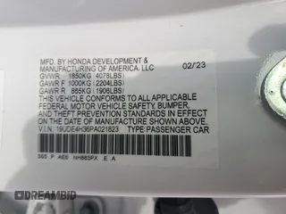 2023 Acura Integra w/A-Spec Package z VIN 19UDE4H36PA021823, wystawiony jako Copart lot #53972265 z przebiegiem 29 467 mil mil oraz Szkoda całkowita • Salvage title. Historia ofert i sprzedaży dostępna na DreamBid. Obrazek 12.