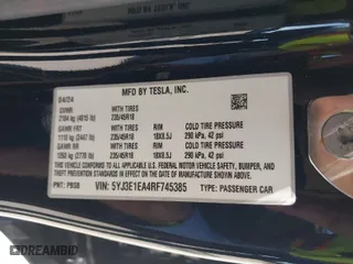 2024 Tesla Model 3 with VIN 5YJ3E1EA4RF745385, listed as a IAAI auction lot 41772450 with 11,856 mi miles. Bid and sale history available at carsss.com. Image 9.