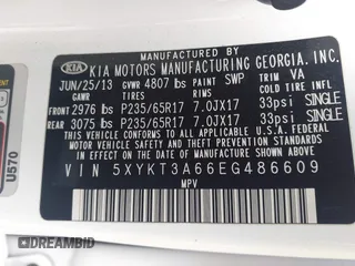 2014 Kia Sorento LX with VIN 5XYKT3A66EG486609, listed as a IAAI auction lot 42040281 with Not Provided miles and . Bid and sale history available at DreamBid. Image 9.