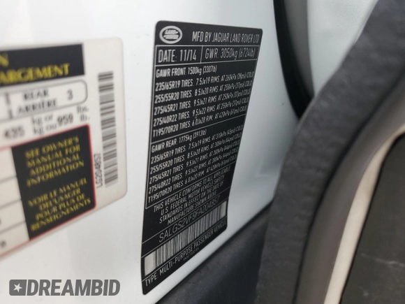 2015 Land Rover Range Rover HSE with VIN SALGS2VF9FA204857, listed as a Copart auction lot 50898825 with 102,401 mi miles and Clean title. Bid and sale history available at DreamBid. Image 12.