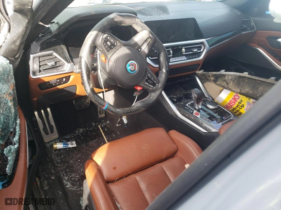 2022 BMW M3 Competition xDrive with VIN WBS43AY07NFM10293, listed as a Copart auction lot 71593734 with 0 mi miles and Salvage Title. Bid and sale history available at carsss.com. Image 8.
