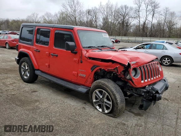 2018 Jeep Wrangler Unlimited Sahara with VIN 1C4HJXEG0JW208084, listed as a Copart auction lot 53099245 with 48,303 mi miles and Salvage Title. Bid and sale history available at carsss.com. Image 4.