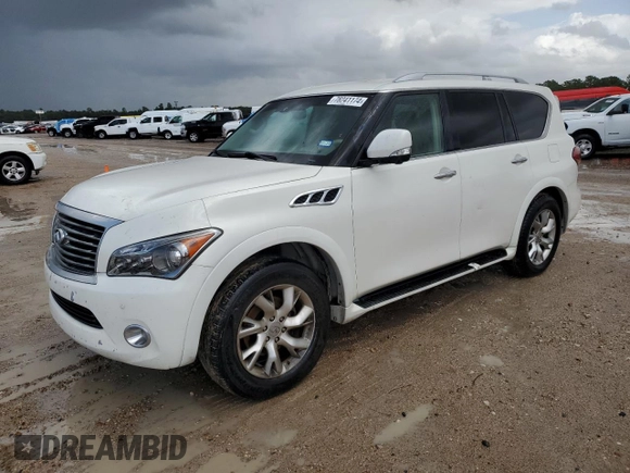 2012 Infiniti QX56 7-passenger with VIN JN8AZ2NF3C9517655, listed as a Copart auction lot 78241174 with 182,533 mi miles and Salvage Title. Bid and sale history available at carsss.com. Image 1.