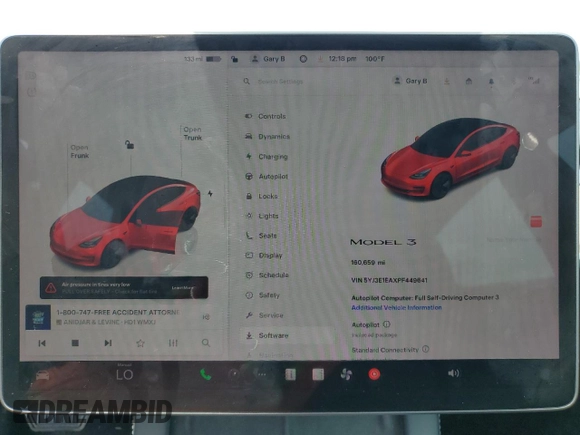 2023 Tesla Model 3 с VIN 5YJ3E1EAXPF449641, выставлен на аукционе Copart как лот 64617285 с пробегом 160 659 миль миль и Чистый • Clean title. История ставок и продаж доступна на DreamBid. Изображение 9.