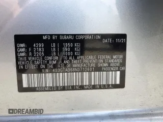 2022 Subaru Impreza z VIN 4S3GTAB68N3712601, wystawiony jako Copart lot #56940115 z przebiegiem 43 109 mil mil oraz Szkoda całkowita • Salvage title. Historia ofert i sprzedaży dostępna na DreamBid. Obrazek 12.