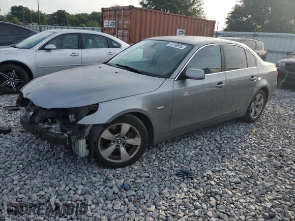 2007 BMW 5 Series 525i with VIN WBANE53507CY08060, listed as a Copart auction lot 53788985 with 156,355 mi miles and Salvage Title. Bid and sale history available at carsss.com. Image 1.