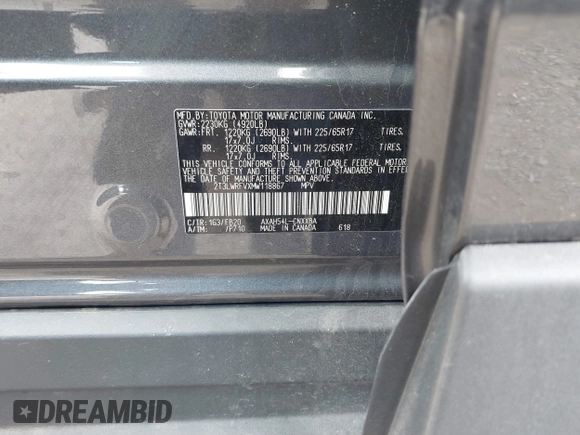 2021 Toyota RAV4 Hybrid LE with VIN 2T3LWRFVXMW118867, listed as a IAAI auction lot 41879735 with 62,978 mi miles. Bid and sale history available at carsss.com. Image 9.