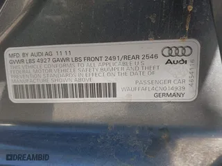 2012 Audi A4 2.0T Premium Plus with VIN WAUFFAFL4CN014939, listed as a IAAI auction lot 42097952 with 131,183 mi miles. Bid and sale history available at carsss.com. Image 9.