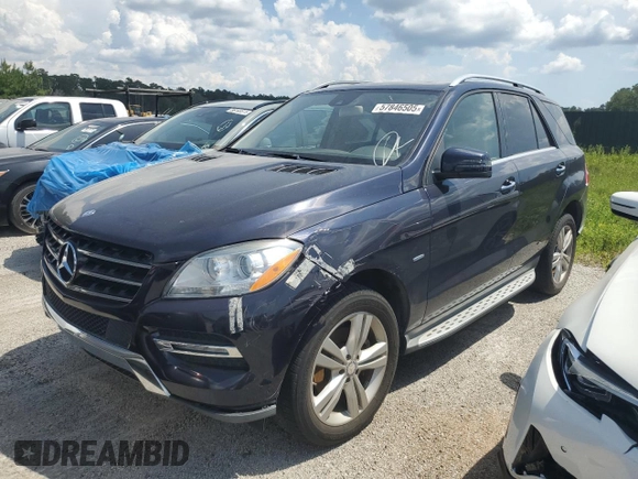 2012 Mercedes-Benz M 350 with VIN 4JGDA5HBXCA053168, listed as a Copart auction lot 57846505 with 93,793 mi miles and Salvage title. Bid and sale history available at DreamBid. Image 1.