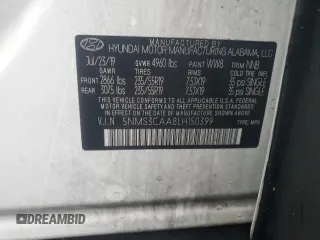 2020 Hyundai Santa Fe SEL with VIN 5NMS3CAA8LH150399, listed as a Copart auction lot 43323105 with 57,781 mi miles and Salvage Title. Bid and sale history available at carsss.com. Image 14.