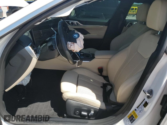 2023 BMW i4 eDrive35 with VIN WBY43AW02PFP53587, listed as a Copart auction lot 51493324 with 15,595 mi miles. Bid and sale history available at carsss.com. Image 7.