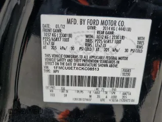 2012 Ford Escape Limited z VIN 1FMCU0E7XCKC08513, wystawiony jako Copart lot #51599855 z przebiegiem 99 209 mil mil oraz Szkody całkowita. Historia ofert i sprzedaży dostępna na DreamBid. Obrazek 12.